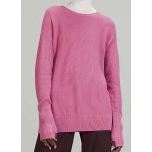 Lululemon Cashlu Crossover Back Knit Sweater Pink Blossom Sz M/L Cashmere Blend